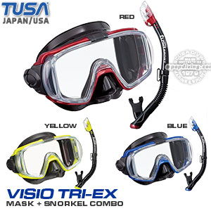 Tusa Japan Visio Tri-ex mask snorkel paket combo UC-3125